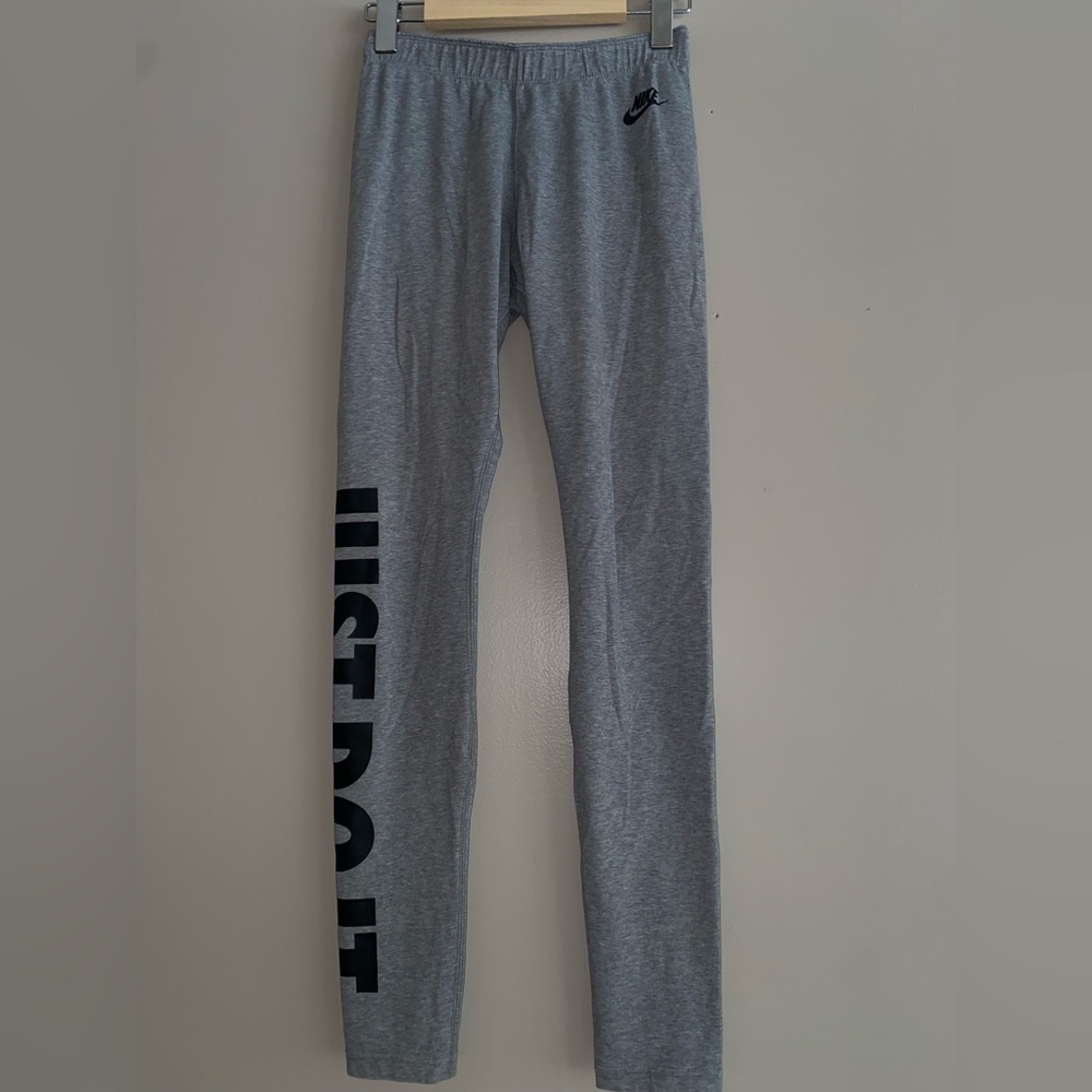 Nike Kids Gray Leggings with Black Logo